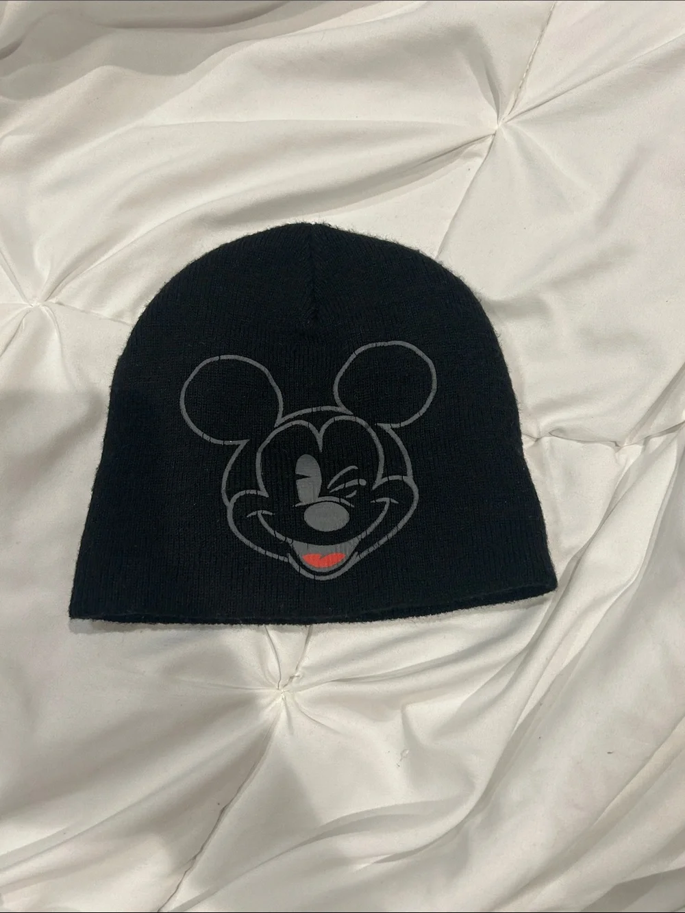 Disney Black Beanie with Winking Mickey Face
